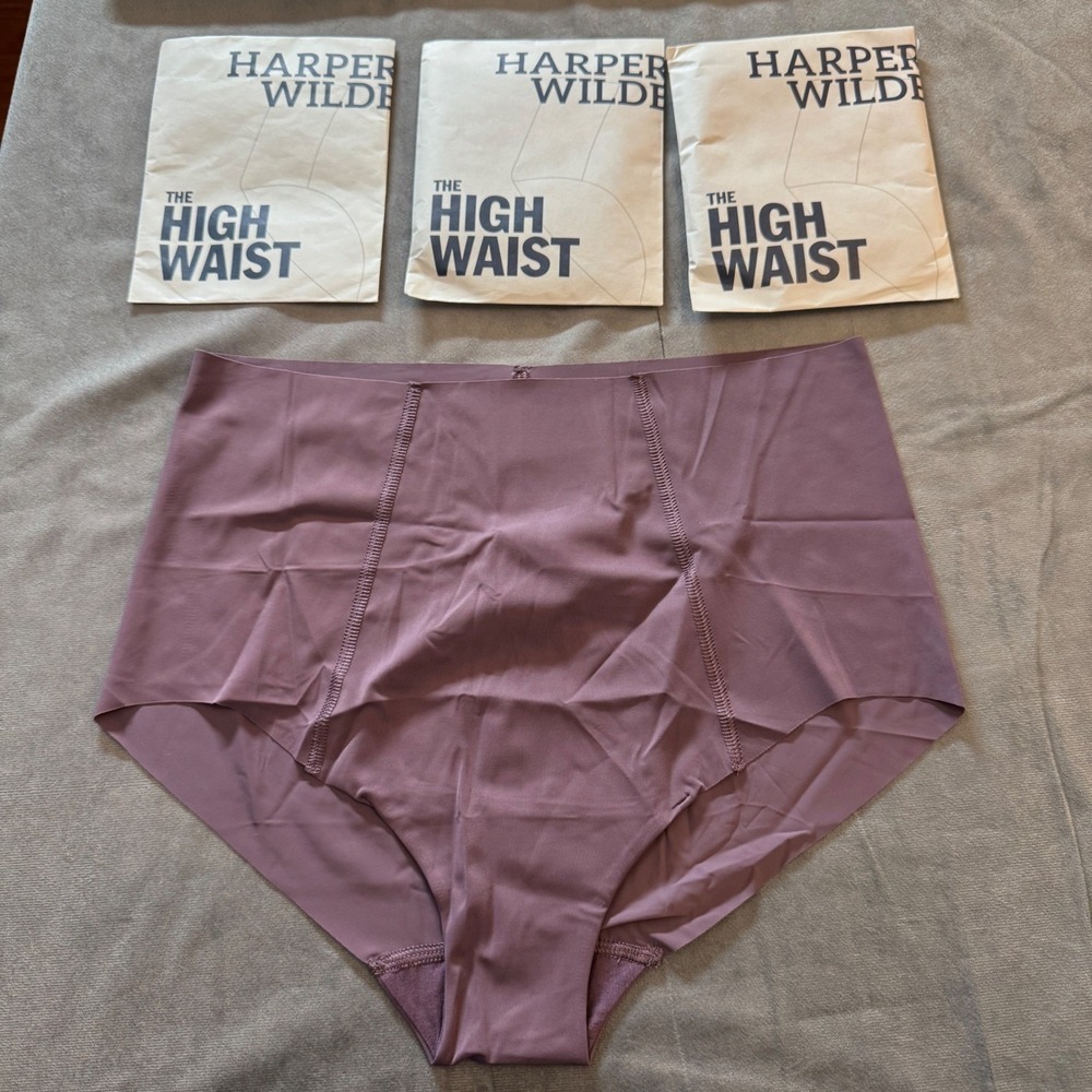 Harper Wilde Invisible No Show Highwaist Brief‎ Large Purple Seamless Pack of 3